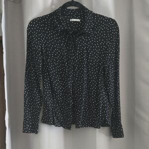 Reformation Black Button Down Shirt with White Dots